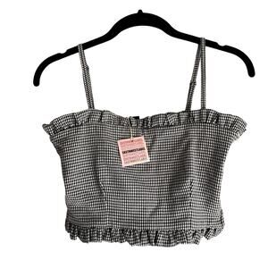 NWT Eastwest label black and white gingham tube top, women's M